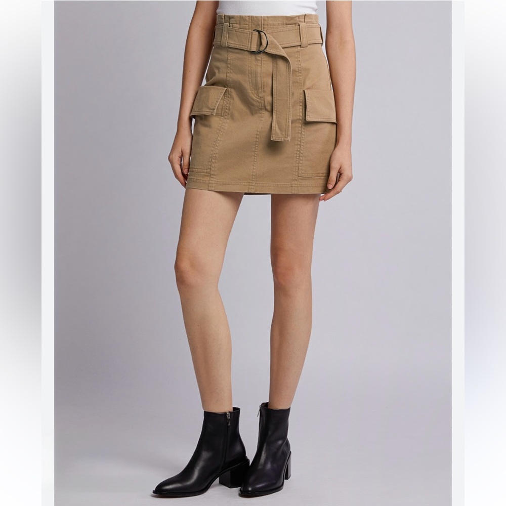 A.L.C. Mia Belted Mini Skirt in Beige Size 6 - Picture 2 of 12